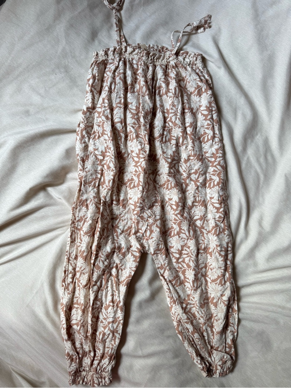 Rylee + Cru Cream Floral Jumpsuit with Dusty Rose Background